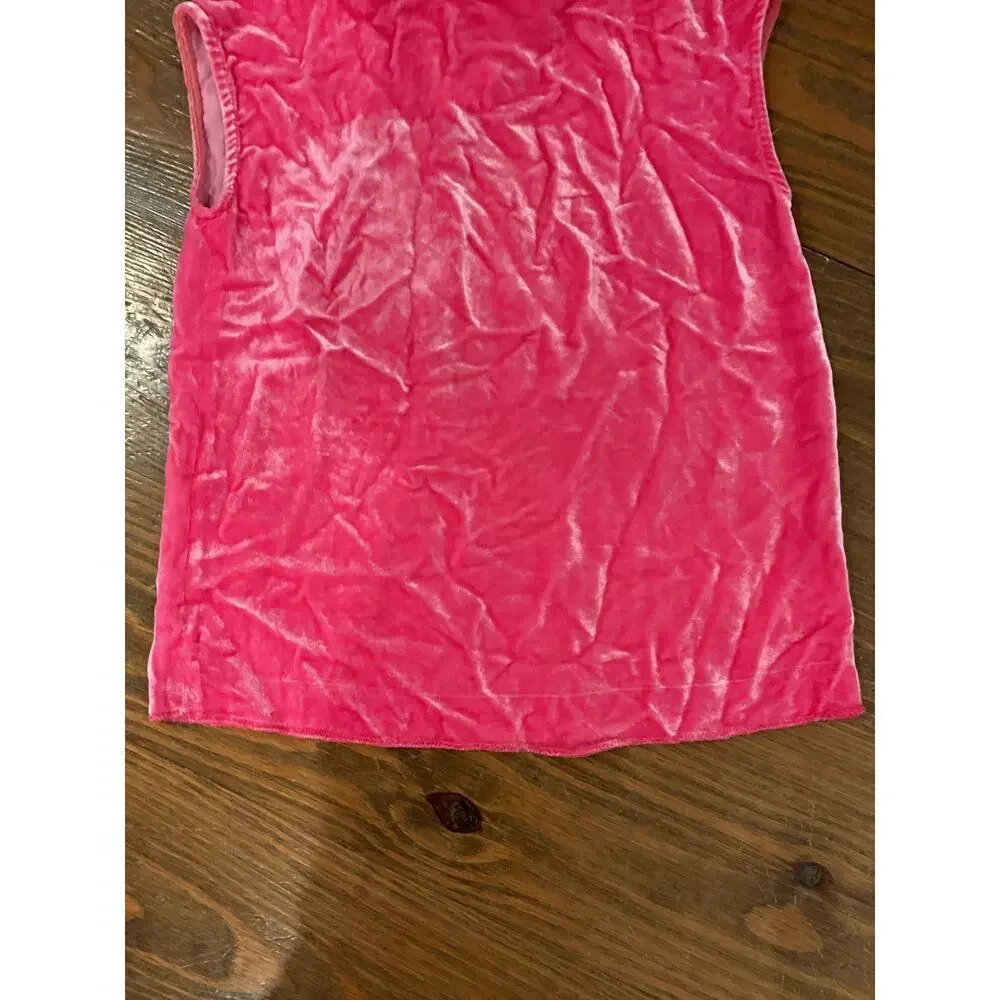 Crewcuts Hot Pink Crushed Velvet Silk & Viscose Sleeveless Blouse, 6 - Picture 3 of 5